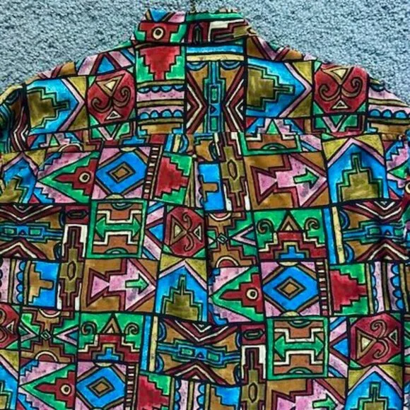 Vintage Timney Fowler for Go Silk Button-Up Colorful Shirt Mens S- Excel. Cond. - Picture 11 of 11